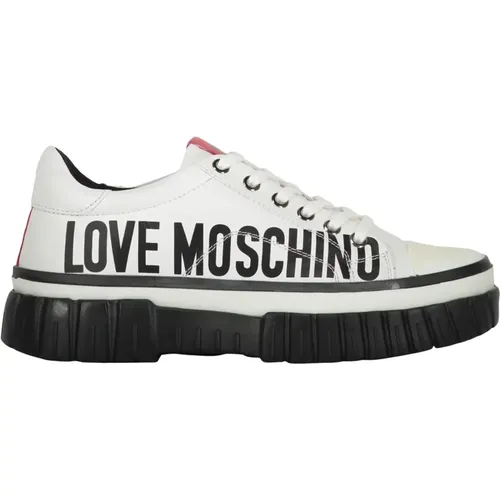 Leder Low-Top Sneakers mit Kontrastdetails - Love Moschino - Modalova