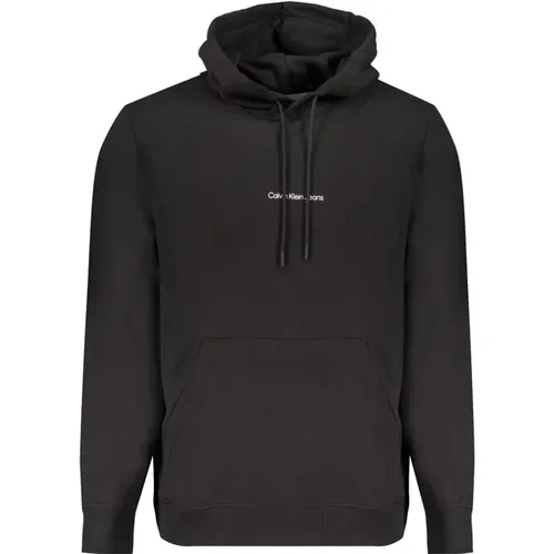 Schwarzer Hoodie mit Logo-Print , Herren, Größe: L - Calvin Klein - Modalova