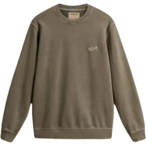 Garment Dyed Crewneck Greenstone , Herren, Größe: XL - Woolrich - Modalova