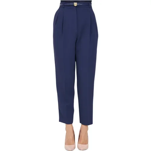 Blau elegante Hose mit Stickerei , Damen, Größe: M - Elisabetta Franchi - Modalova