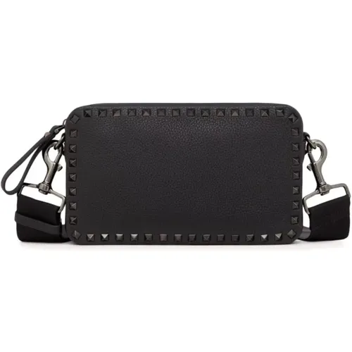 Rockstud Leather Crossbody Bag , male, Sizes: ONE SIZE - Valentino Garavani - Modalova