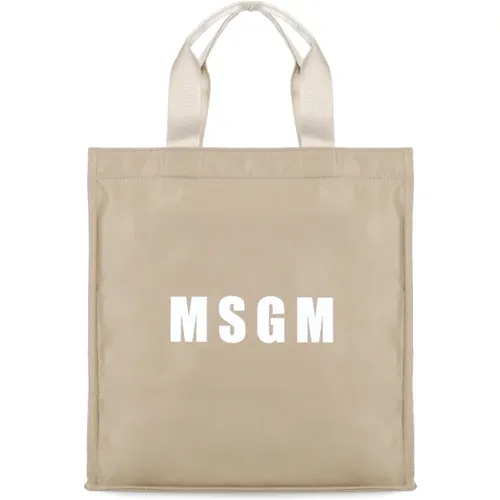 Beige Shopper mit Logo-Print Msgm - Msgm - Modalova