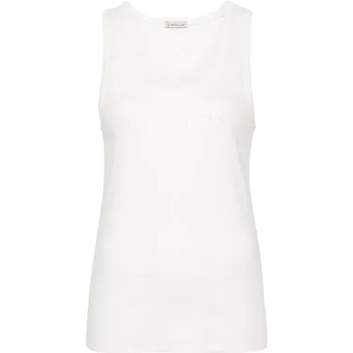 Sleeveless Embroidered Logo Top , female, Sizes: S, M - Moncler - Modalova