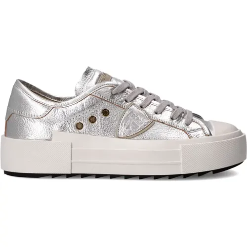 Silberne Haute Tennis Sneakers Frauen , Damen, Größe: 39 EU - Philippe Model - Modalova