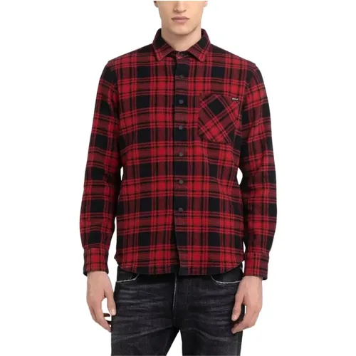 Regular Fit Flannel Check Shirt , male, Sizes: L, M, XL - Replay - Modalova