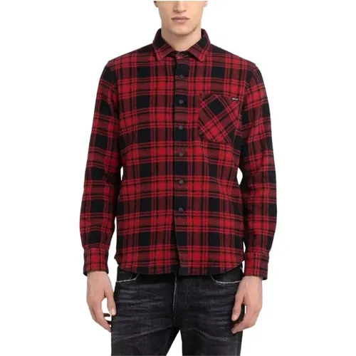 Regular Fit Flannel Check Shirt , male, Sizes: M - Replay - Modalova