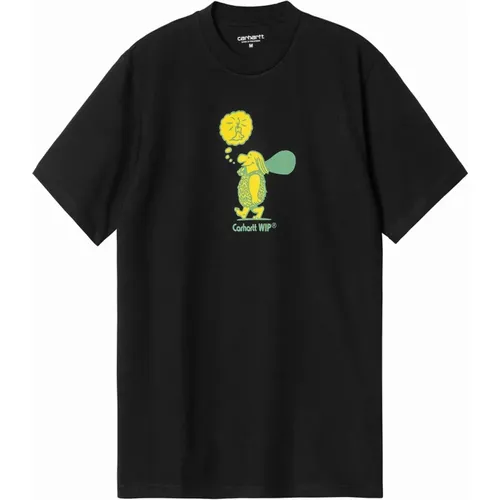 Schwarzes Baumwoll-Logo T-Shirt , Herren, Größe: XS - Carhartt WIP - Modalova