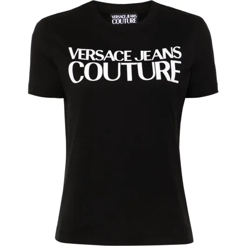 Schwarzes T-Shirt für Frauen Aw24 , Damen, Größe: M - Versace Jeans Couture - Modalova