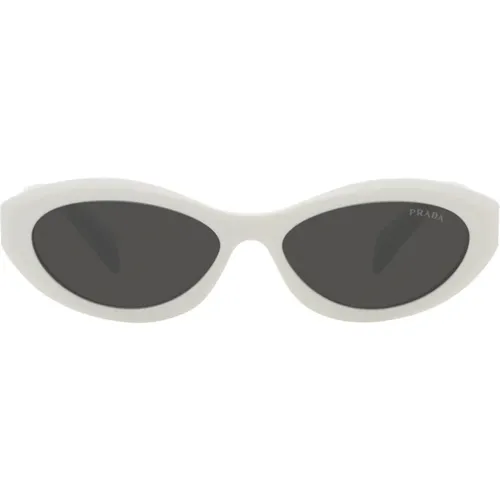 Irregular Shape Sunglasses with Frame and Dark Grey Lenses , unisex, Sizes: 55 MM - Prada - Modalova