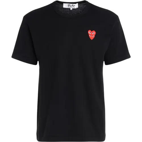 Herren Schwarzes Herzendruck T-Shirt , Herren, Größe: M - Comme des Garçons Play - Modalova