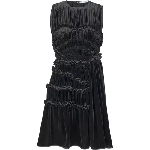 Velvet Pleated Dress with Ruffled Detailing , female, Sizes: XS, S - Cecilie Bahnsen - Modalova