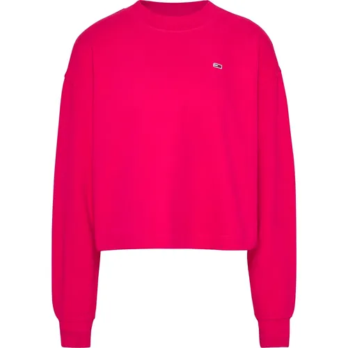 Gemütlicher Fuchsia Pullover , Damen, Größe: M - Tommy Jeans - Modalova