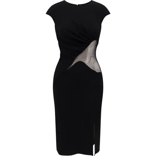 Schwarzes Kleid mit kurzen Ärmeln und vorderem Schlitz - Givenchy - Modalova