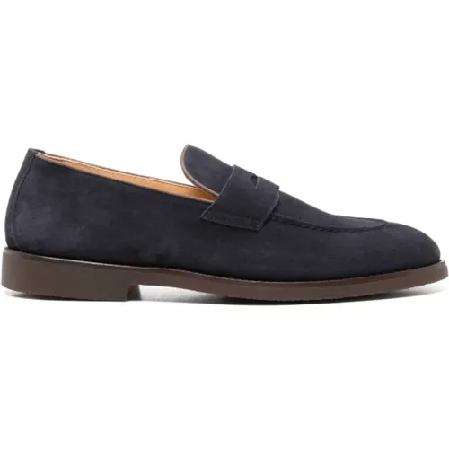 Blaue Wildleder Penny Slot Loafers , Herren, Größe: 39 EU - BRUNELLO CUCINELLI - Modalova