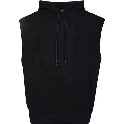 Sleeveless hoodie with printed logo by , male, Sizes: S - 44 Label Group - Modalova