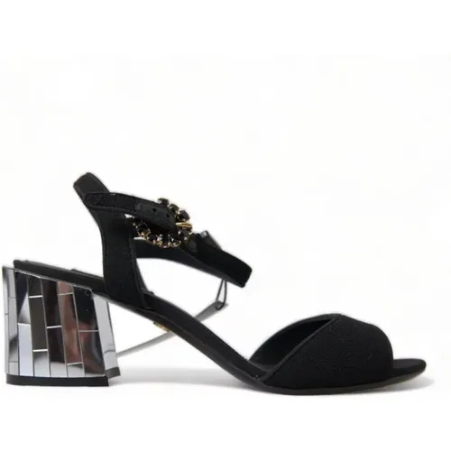 Sandalen mit Kristallen und Knöchelriemen , Damen, Größe: 35 EU - Dolce & Gabbana - Modalova
