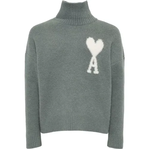 Grüner Rollkragenpullover , Herren, Größe: XL - Ami Paris - Modalova