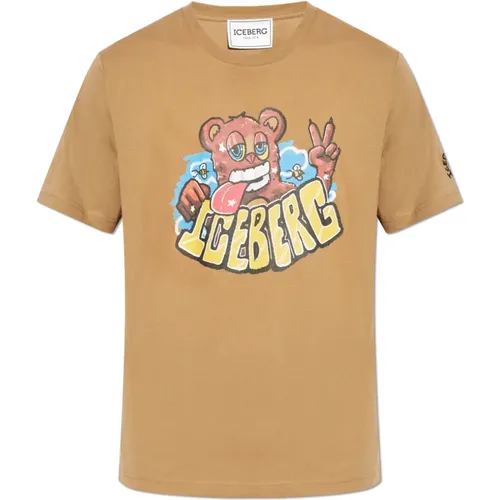 T-Shirt mit Druck , Herren, Größe: 2XL - Iceberg - Modalova