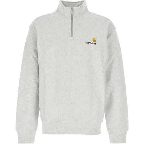 Hellgrauer Baumwollmischung Half Zip Sweatshirt , Herren, Größe: L - Carhartt WIP - Modalova