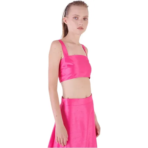 Kurzes Stoff Crop Top , Damen, Größe: L - Silvian Heach - Modalova