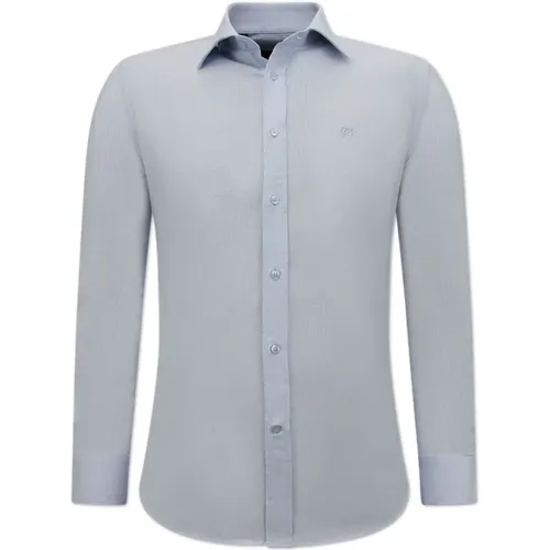 Einfarbige Oxford-Hemden für Männer - 3130 - Hellblau - Gentile Bellini - Modalova