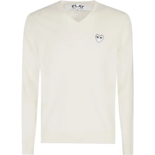 Weißer Emblem Pullover , Herren, Größe: S - Comme des Garçons Play - Modalova