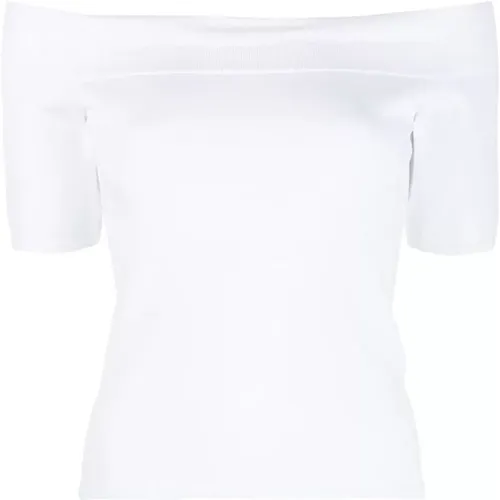 Weiße Off-Shoulder-Bluse , Damen, Größe: M - alexander mcqueen - Modalova
