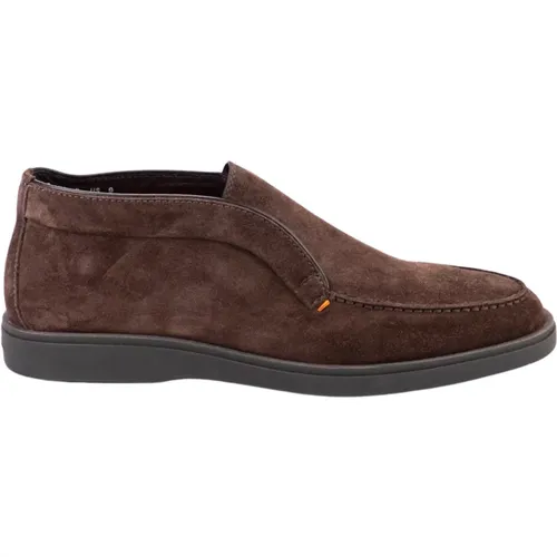 Braune Slip-On Flache Schuhe , Herren, Größe: 41 EU - Santoni - Modalova