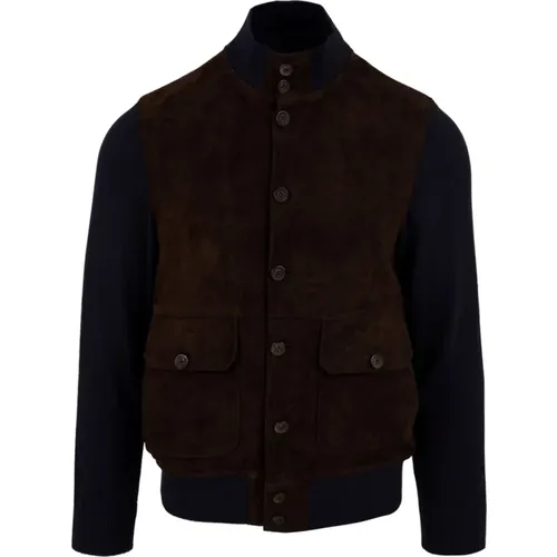 Wedge Knit Leather Coat for Men , male, Sizes: XL - The Jack Leathers - Modalova