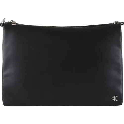 Soft Faux Leather Shoulder Bag with Logo Plaque , female, Sizes: ONE SIZE - Calvin Klein Jeans - Modalova