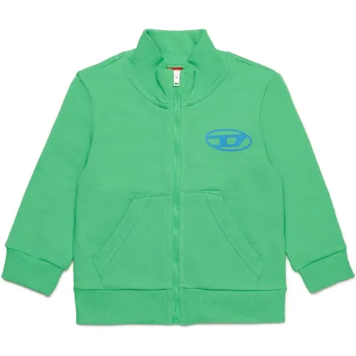 Sweatshirt mit Reißverschluss und Oval D-Logo - Diesel - Modalova