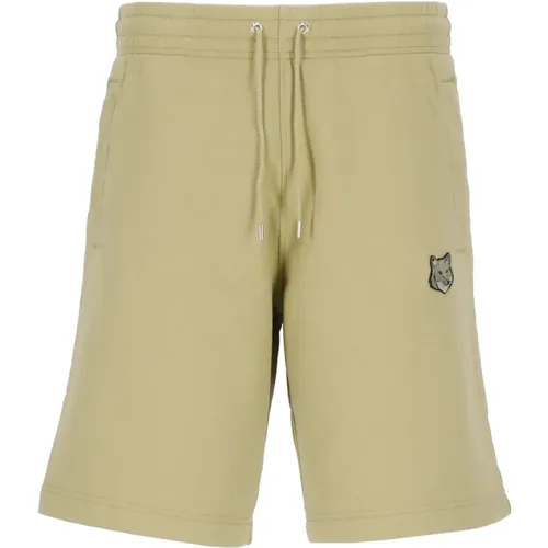 Bermuda Shorts with Fox Head Logo , male, Sizes: L, M - Maison Kitsuné - Modalova