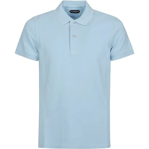 Hellblauer Tennis Polo Shirt , Herren, Größe: M - Tom Ford - Modalova