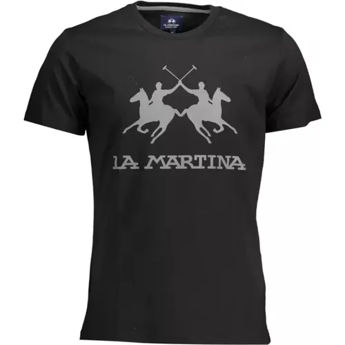 Elegantes Schwarzes Baumwoll-T-Shirt - LA MARTINA - Modalova