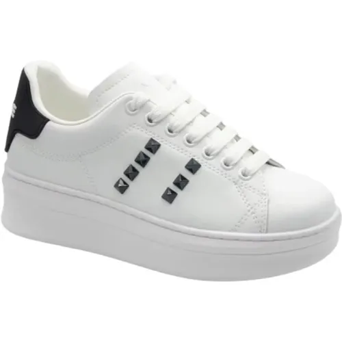 Weiße und schwarze PU-Sneaker Gacaw00023 , Damen, Größe: 37 EU - Gaëlle Paris - Modalova