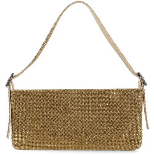 Golden Rhinestone Hand Bag for Women , female, Sizes: ONE SIZE - Benedetta Bruzziches - Modalova