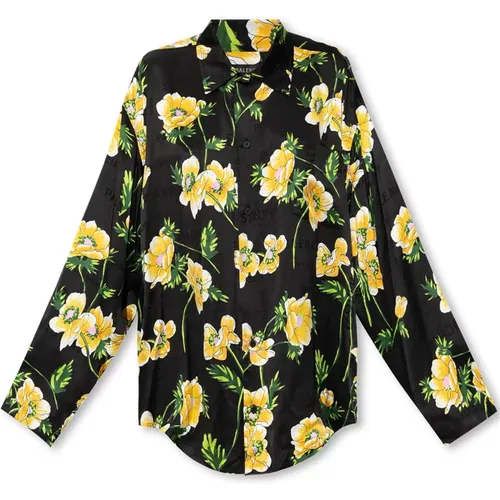 Patterned silk shirt , female, Sizes: L, M, S - Balenciaga - Modalova
