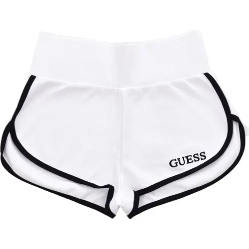 Bestickte Logo Mini-Shorts - Weiß , Damen, Größe: S - Guess - Modalova