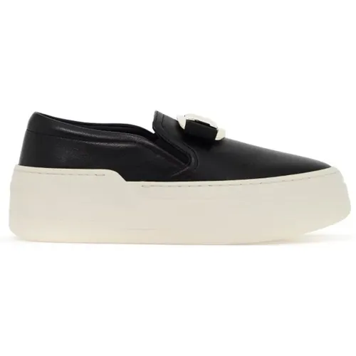 Golden Vara Buckle Slip-On Sneakers , female, Sizes: 2 1/2 UK, 3 1/2 UK, 4 1/2 UK, 6 1/2 UK - Salvatore Ferragamo - Modalova