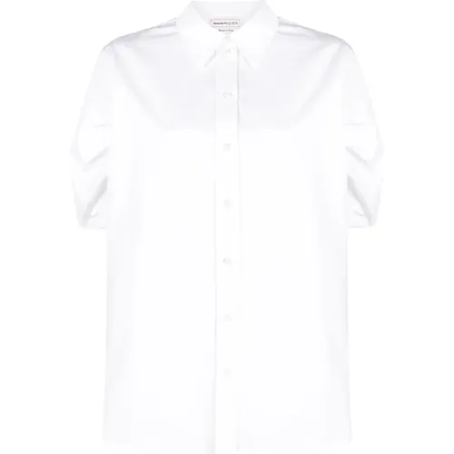 Boxy Puff-Sleeve Poplin Shirt , female, Sizes: S, XL - alexander mcqueen - Modalova