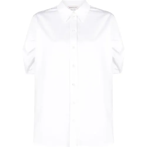 Boxy Puff-Sleeve Poplin Shirt , female, Sizes: S, XL, M - alexander mcqueen - Modalova