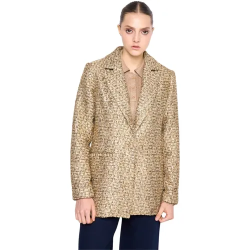 Strukturierte Stoffjacke Klassische Revers,Goldener Blazer für Damen - Silvian Heach - Modalova