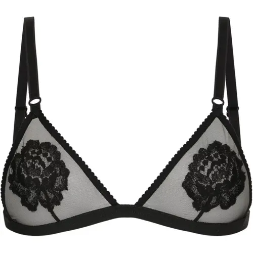 Mesh Embroidered Triangle Bra , female, Sizes: S, XS, M - Dolce & Gabbana - Modalova