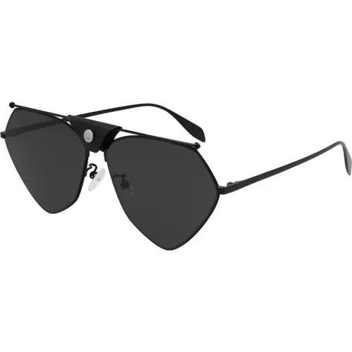 Schwarze/Graue Sonnenbrille , unisex, Größe: 62 MM - alexander mcqueen - Modalova