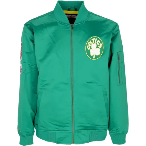 Boston Celtics Bomberjacke Leichtes Satin , Herren, Größe: L - Mitchell & Ness - Modalova