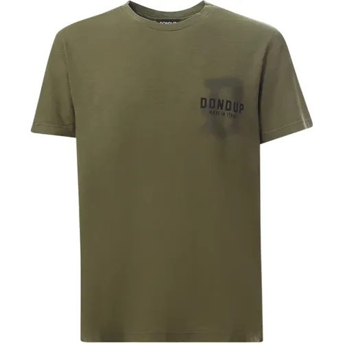 Grünes T-Shirt mit Rundhalsausschnitt und Logo , Herren, Größe: L - Dondup - Modalova