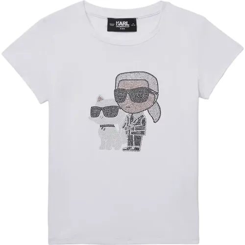 Kurzarm T-Shirt mit Rundhalsausschnitt , Damen, Größe: L - Karl Lagerfeld - Modalova