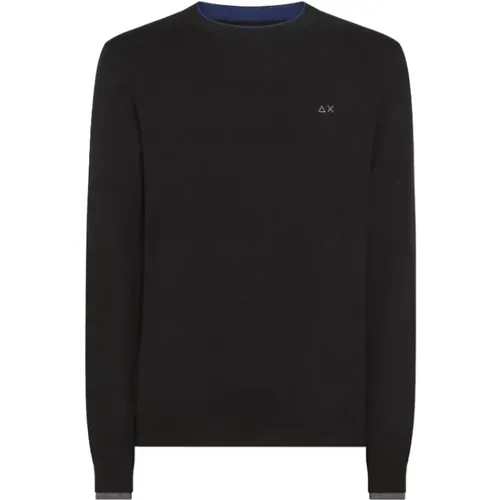 Schwarzer Pullover mit Kontrastlogo , Herren, Größe: 3XL - Sun68 - Modalova