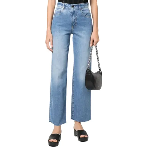 High-Waist Wide-Leg Denim Jeans , Damen, Größe: W28 - pinko - Modalova