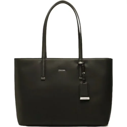 Faux Leather Bag with Metal Logo , female, Sizes: ONE SIZE - Calvin Klein - Modalova